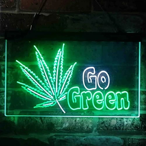 Go Green Marijuana Dual LED Neon Light Sign